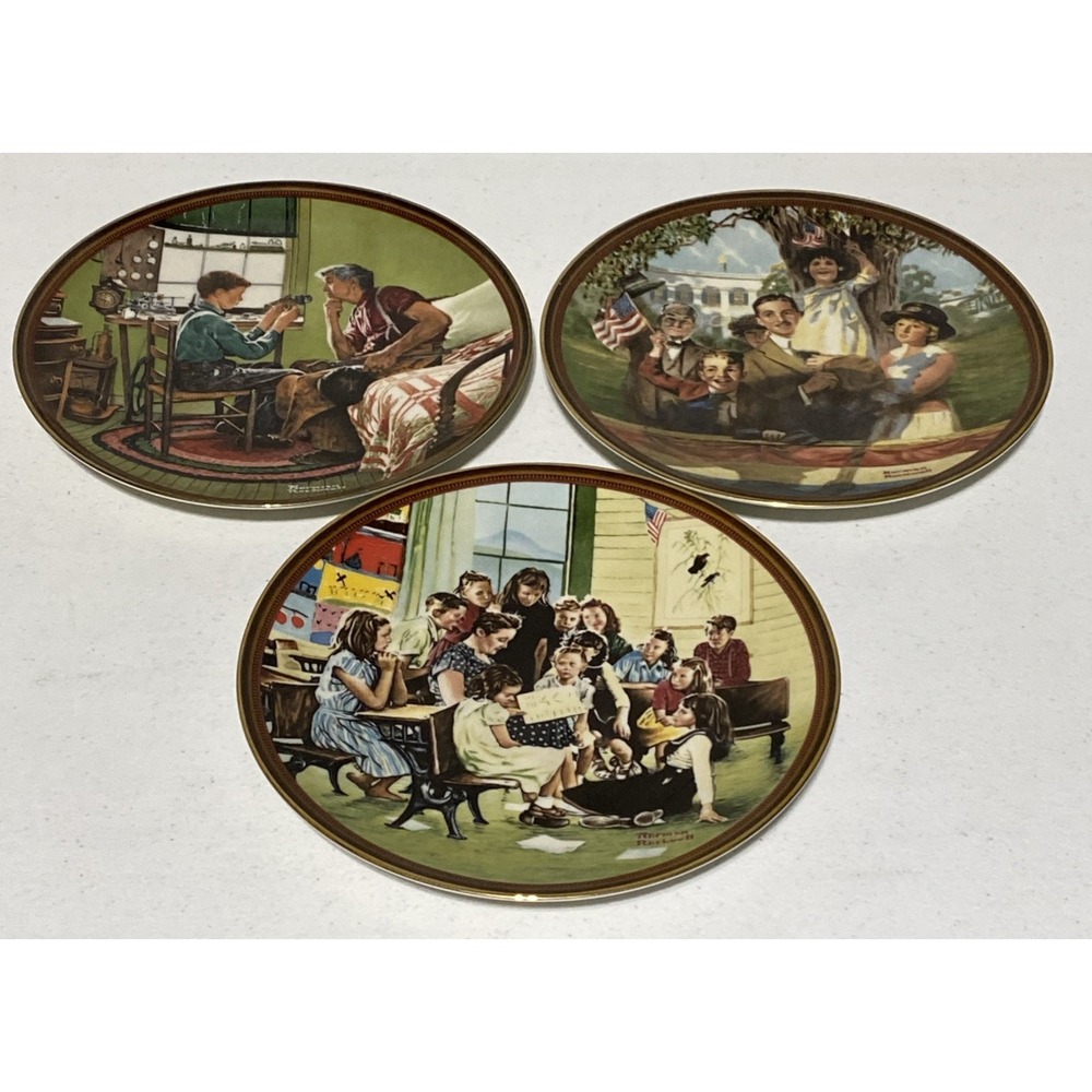 VTG Norman Rockwell Collector Plates Lot of 3 Limited Edition Knowles 89/90 8.5"